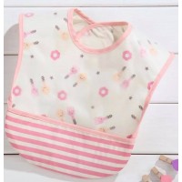 日本防水幼兒魔術貼飯衣 (無袖 - 粉色餐具小子)